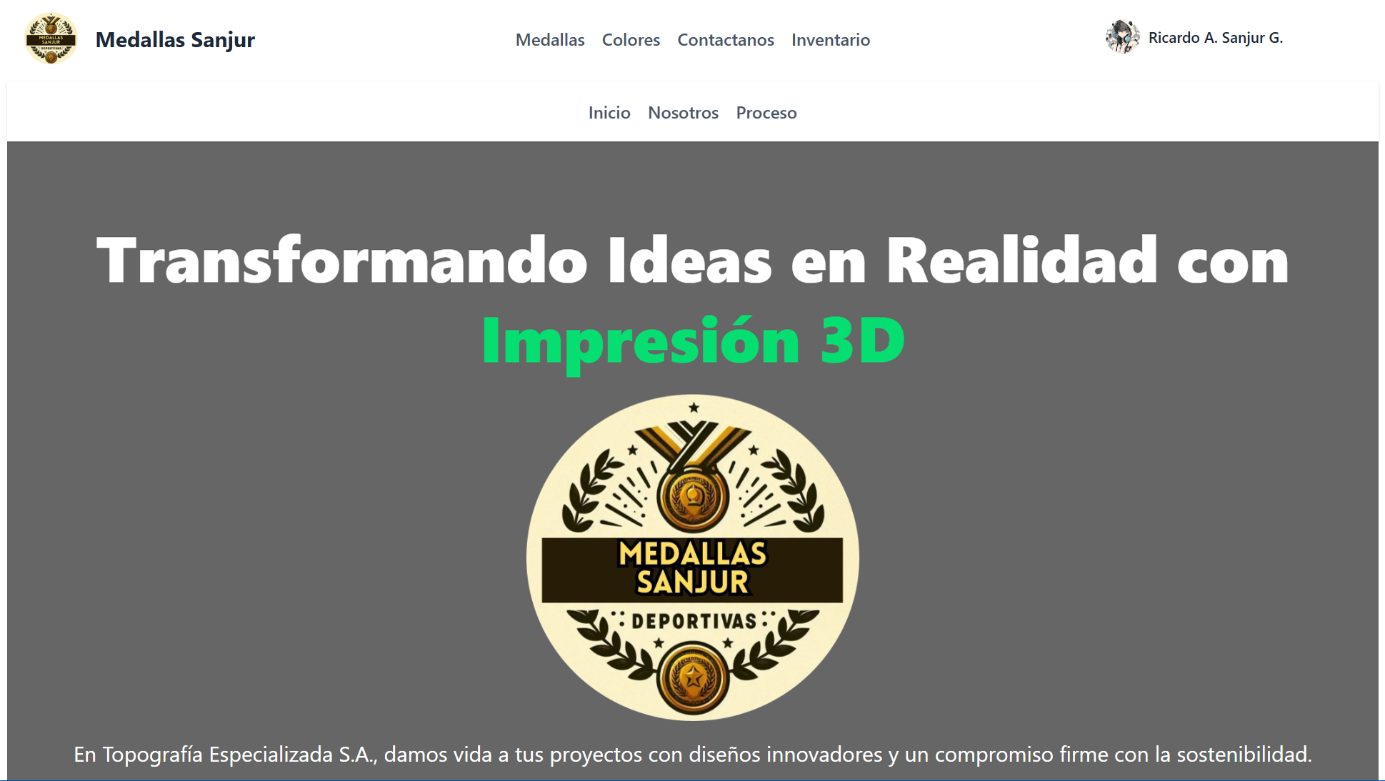 Captura de pantalla del proyecto Galería de Medallas